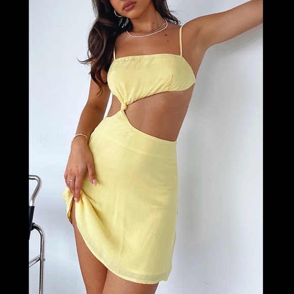 White Fox Mini Dress Lemon - Picture 3 of 4